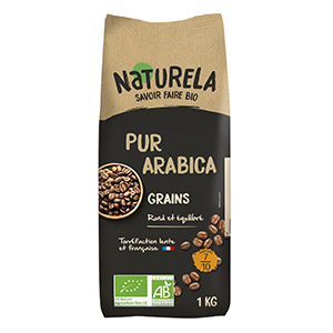 Café Grains Arabica Bio 1Kg, Hop'La, Torréfié en Alsace